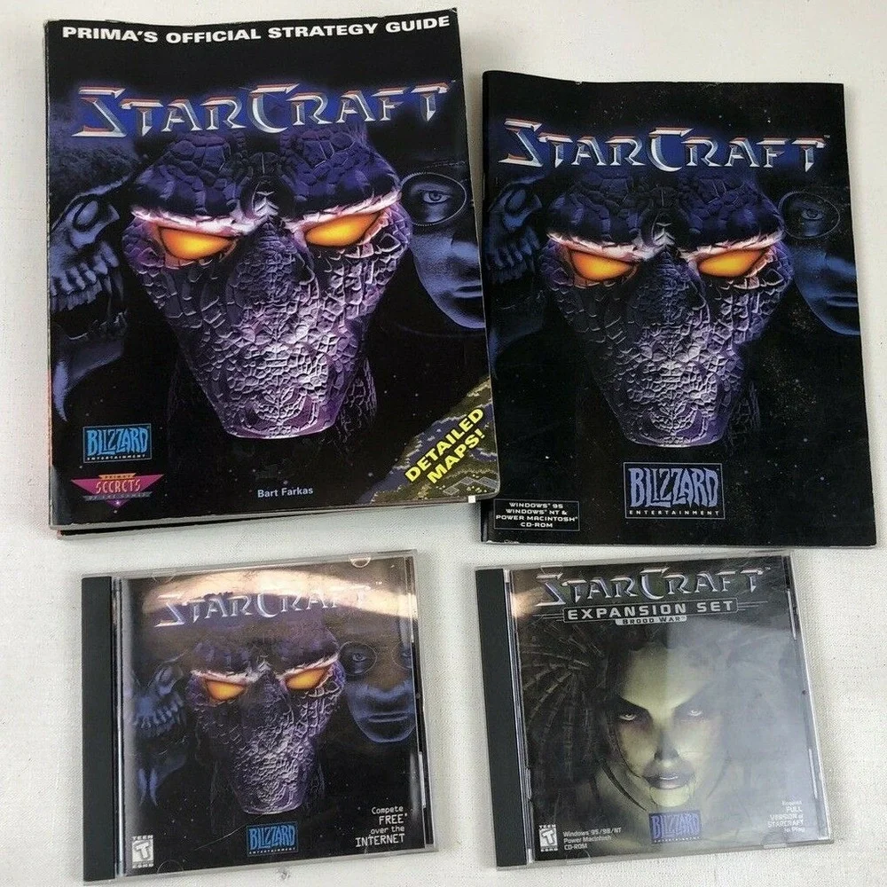StarCraft PC Game Lot Blizzard Strategy Guide Expansion Set Detailed Maps